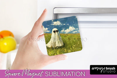 Ghost Magnet Sublimation - Cute Halloween Magnet Design Sublimation OrangeBrushStudio 