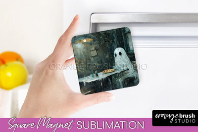Ghost Magnet Sublimation - Cute Halloween Magnet Design Sublimation OrangeBrushStudio 