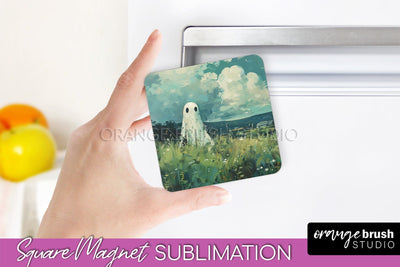 Ghost Magnet Sublimation - Cute Halloween Magnet Design Sublimation OrangeBrushStudio 