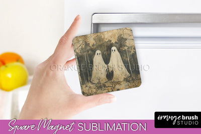 Ghost Magnet Sublimation - Cute Halloween Magnet Design Sublimation OrangeBrushStudio 