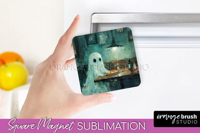 Ghost Magnet Sublimation - Cute Halloween Magnet Design Sublimation OrangeBrushStudio 