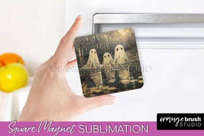 Ghost Magnet Sublimation - Cute Halloween Magnet Design Sublimation OrangeBrushStudio 