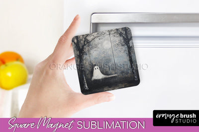 Ghost Magnet Sublimation - Cute Halloween Magnet Design Sublimation OrangeBrushStudio 