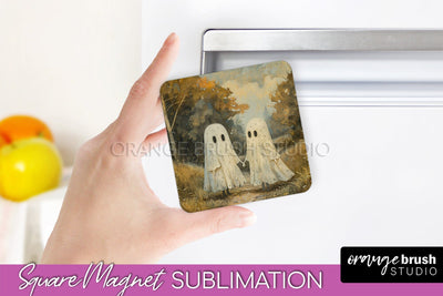 Ghost Magnet Sublimation - Cute Halloween Magnet Design Sublimation OrangeBrushStudio 