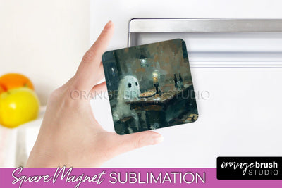 Ghost Magnet Sublimation - Cute Halloween Magnet Design Sublimation OrangeBrushStudio 