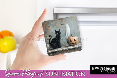 Ghost Magnet Sublimation - Cute Halloween Magnet Design Sublimation OrangeBrushStudio 