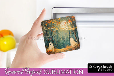 Ghost Magnet Sublimation - Cute Halloween Magnet Design Sublimation OrangeBrushStudio 