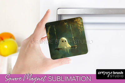 Ghost Magnet Sublimation - Cute Halloween Magnet Design Sublimation OrangeBrushStudio 