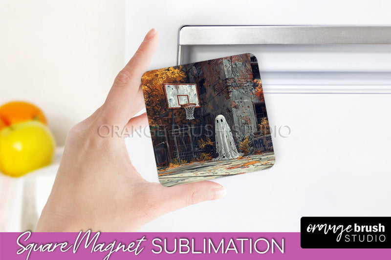 Ghost Magnet Sublimation - Cute Halloween Magnet Design Sublimation OrangeBrushStudio 