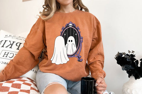 Ghost Mirror PNG, Cute Halloween Ghost Reflection Sublimation Pickled Thistle Creative 