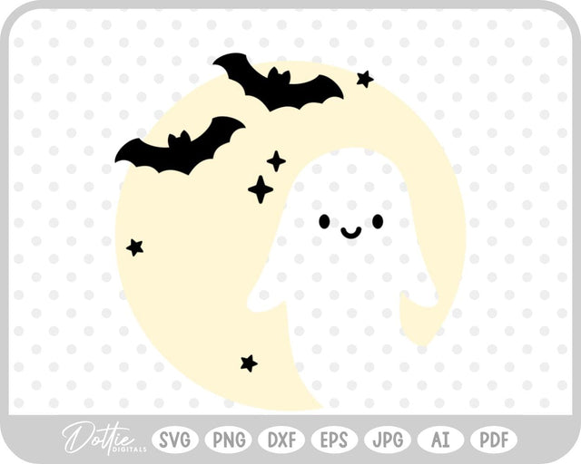 Ghost Moon Halloween SVG DottieDigitals 