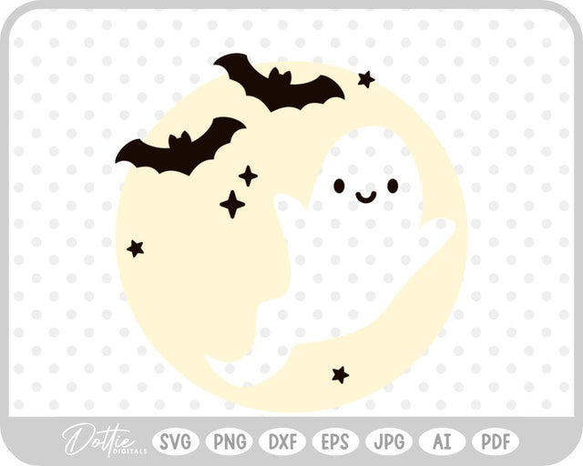 Ghost Moon Halloween SVG DottieDigitals 