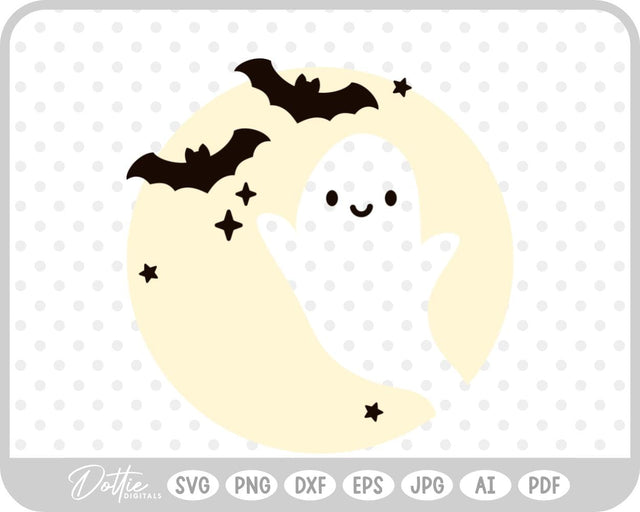 Ghost Moon Halloween SVG DottieDigitals 