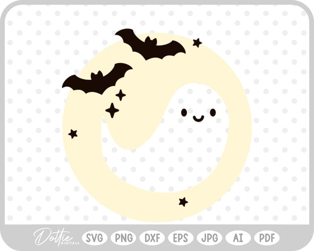 Ghost Moon Halloween SVG DottieDigitals 