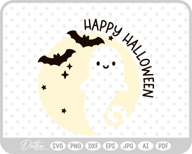 Ghost Moon Halloween SVG DottieDigitals 