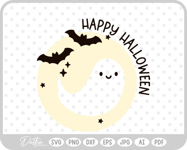 Ghost Moon Halloween SVG DottieDigitals 