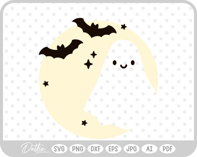 Ghost Moon Halloween SVG DottieDigitals 