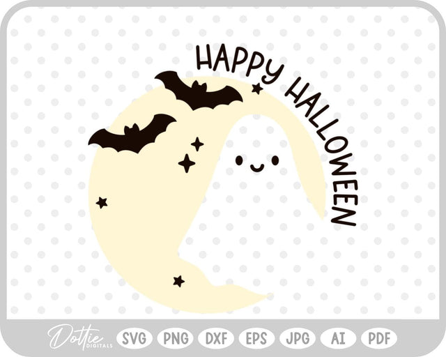 Ghost Moon Halloween SVG DottieDigitals 