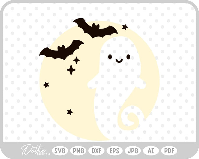 Ghost Moon Halloween SVG DottieDigitals 