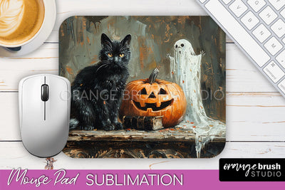 Ghost Mouse Pad, Cute Halloween Sublimation Mousepad Design Sublimation OrangeBrushStudio 