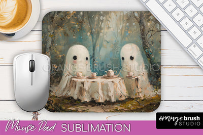 Ghost Mouse Pad, Cute Halloween Sublimation Mousepad Design Sublimation OrangeBrushStudio 