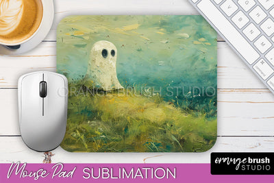 Ghost Mouse Pad, Cute Halloween Sublimation Mousepad Design Sublimation OrangeBrushStudio 