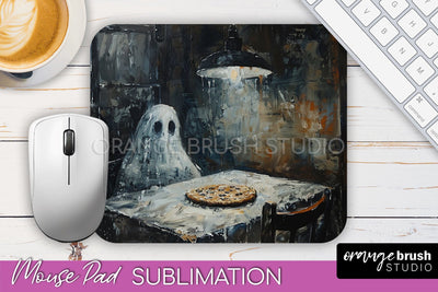 Ghost Mouse Pad, Cute Halloween Sublimation Mousepad Design Sublimation OrangeBrushStudio 