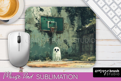 Ghost Mouse Pad, Cute Halloween Sublimation Mousepad Design Sublimation OrangeBrushStudio 
