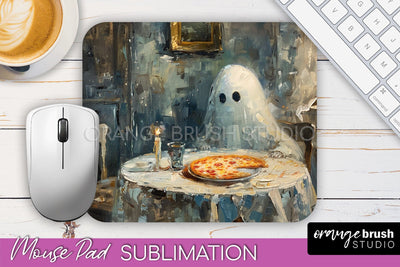 Ghost Mouse Pad, Cute Halloween Sublimation Mousepad Design Sublimation OrangeBrushStudio 