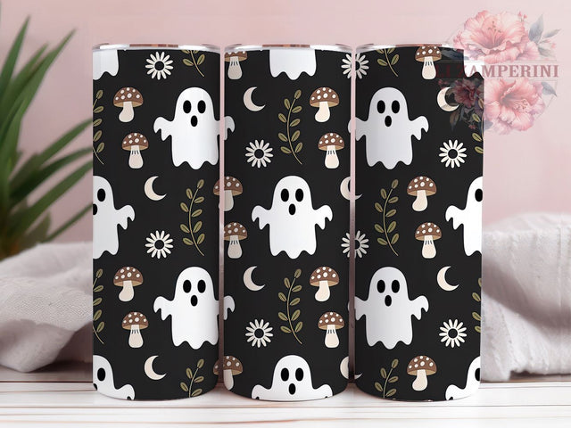 Ghost Mushroom Halloween Tumbler Wrap, Seamless Halloween Wrap, 20Oz Sublimation Design, Spooky Mushroom Cup, Haunted Forest Drinkware, Gothic Halloween Tumbler, Creepy Fungi Wrap Sublimation Li Zamperini 