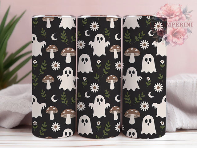 Ghost Mushroom Halloween Tumbler Wrap, Seamless Halloween Wrap, 20Oz Sublimation Design, Spooky Mushroom Cup, Haunted Forest Drinkware, Gothic Halloween Tumbler, Creepy Fungi Wrap Sublimation Li Zamperini 