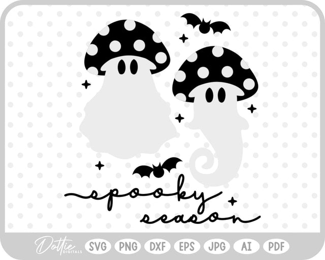 Ghost Mushroom Toadstool SVG DottieDigitals 
