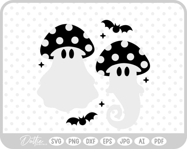 Ghost Mushroom Toadstool SVG DottieDigitals 