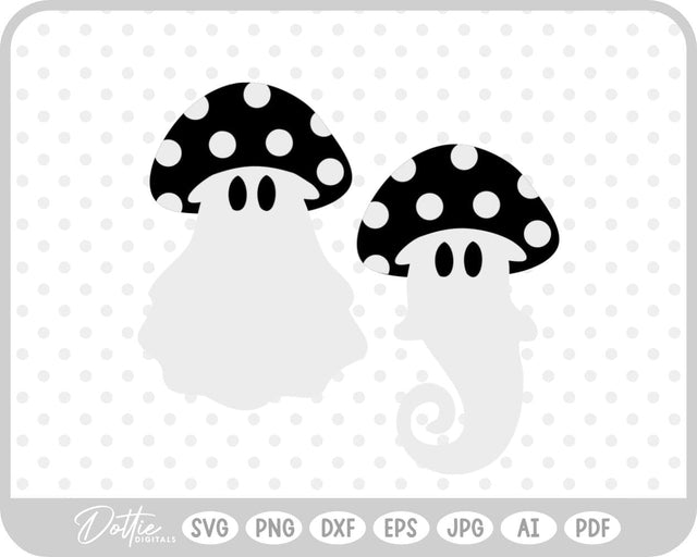Ghost Mushroom Toadstool SVG DottieDigitals 