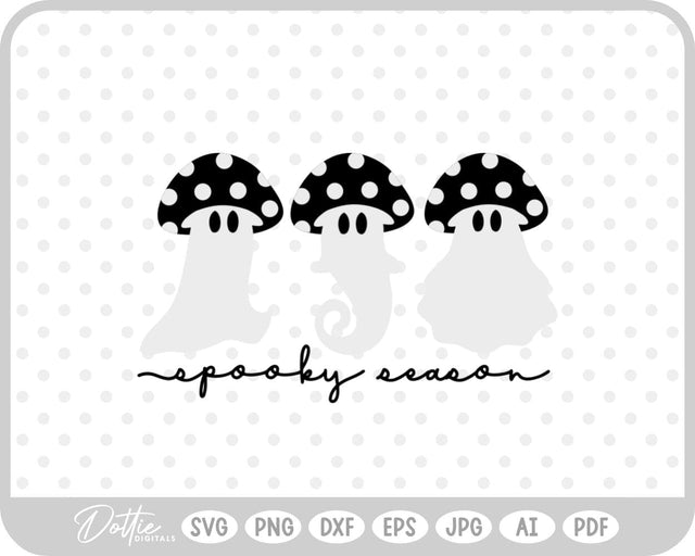 Ghost Mushroom Toadstool SVG DottieDigitals 