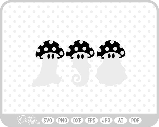 Ghost Mushroom Toadstool SVG DottieDigitals 
