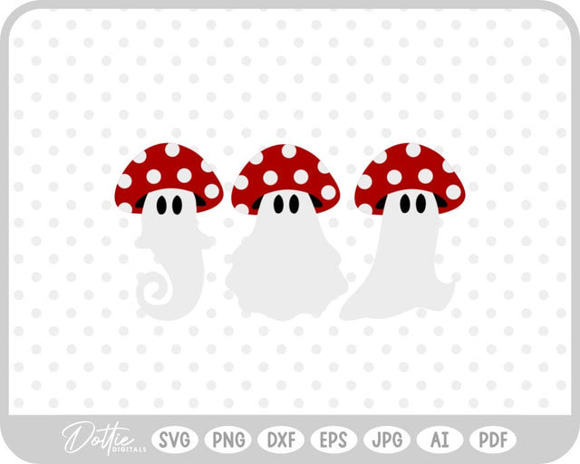 Ghost Mushroom Toadstool SVG DottieDigitals 