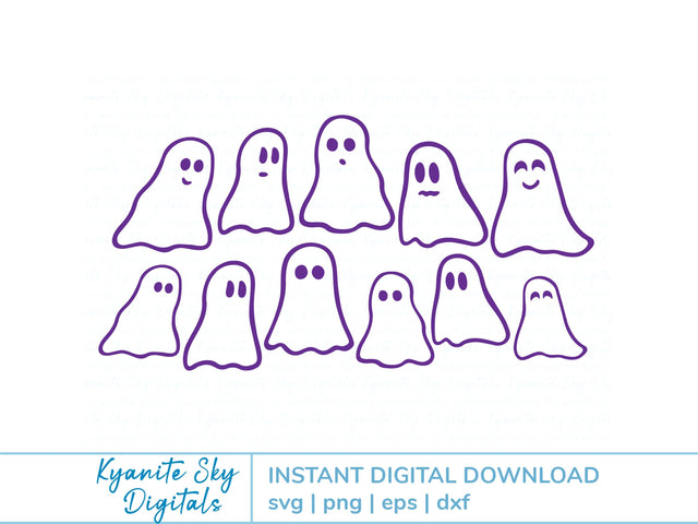 Ghost Outlines SVG Bundle for Halloween SVG Kyanite Sky Digitals 