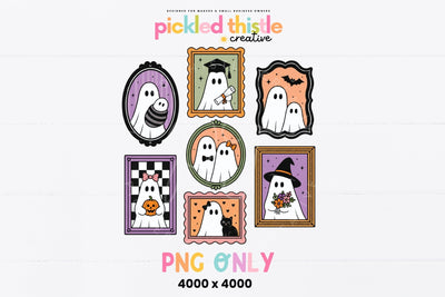 Ghost Portrait Gallery PNG, Cute Halloween PNG SVG Pickled Thistle Creative 