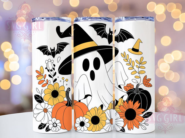 Ghost Pumpkin Bats Halloween Tumbler, Halloween Bats, Spooky Tumbler, 20Oz Tumbler Wrap, Sublimation Drinkware, Creepy Cute, Haunted Halloween Sublimation SvggirlplusArt 