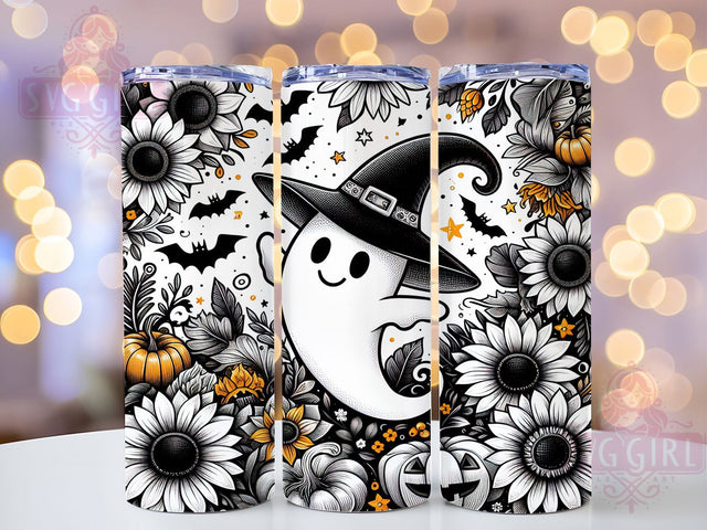 Ghost Pumpkin Bats Halloween Tumbler, Halloween Bats, Spooky Tumbler, 20Oz Tumbler Wrap, Sublimation Drinkware, Creepy Cute, Haunted Halloween Sublimation SvggirlplusArt 