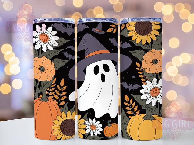 Ghost Pumpkin Bats Halloween Tumbler, Halloween Bats, Spooky Tumbler, 20Oz Tumbler Wrap, Sublimation Drinkware, Creepy Cute, Haunted Halloween Sublimation SvggirlplusArt 