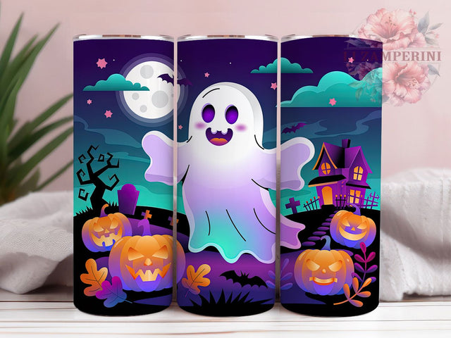 Ghost Pumpkin Boo Halloween Tumbler, Spooky Halloween Wrap, 20oz Sublimation PNG, Creepy Cute Cup, Boo Ghost Mug, Haunted Fall Drinkware, Jack O Lantern Tumbler Sublimation Li Zamperini 