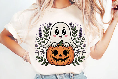 Ghost Pumpkin Floral PNG Designs Sublimation shah alam 