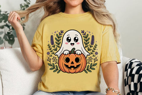 Ghost Pumpkin Floral PNG Designs Sublimation Shahin alam 