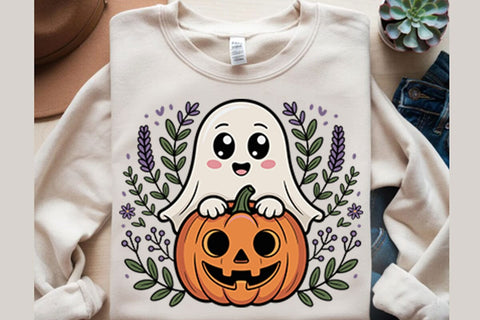Ghost Pumpkin Floral PNG Designs Sublimation Shahin alam 