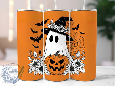 Ghost & Pumpkin Halloween Tumbler, Ghost and Pumpkin Design, 20Oz Sublimation Cup, Spooky Fall Drinkware, Cute Halloween Ghost, Pumpkin Coffee Tumbler, Autumn Sublimation Wrap Sublimation ToriDesigns 