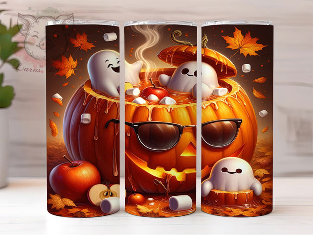 Ghost & Pumpkin Hot Tub Halloween Tumbler, Halloween Ghost Wrap, Spooky Pumpkin Sublimation, Haunted Hot Tub Tumbler, Cute Ghost Halloween Drinkware, Autumn Pumpkin Wrap Design, Funny Spooky Tumbler Sublimation Lara' s Designs 