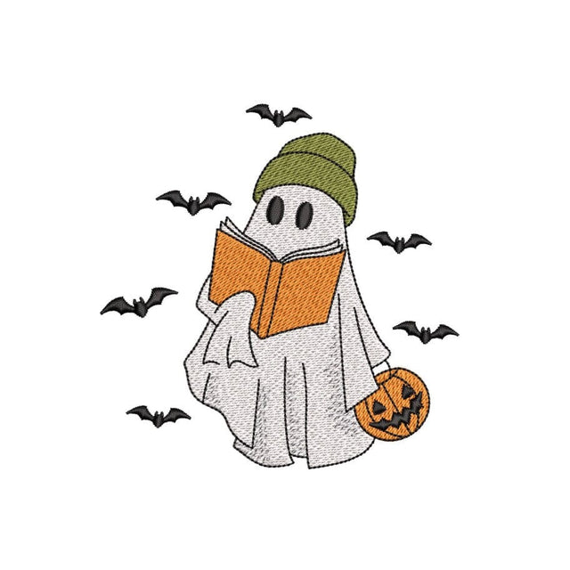 Ghost Reading Book Embroidery Design, Halloween Machine Embroidery Design, 3 sizes, Instant Download Embroidery/Applique DESIGNS Nino Nadaraia 