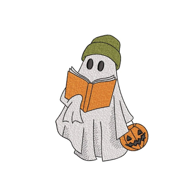 Ghost Reading Book Embroidery Design, Halloween Machine Embroidery Design, 3 sizes, Instant Download Embroidery/Applique DESIGNS Nino Nadaraia 